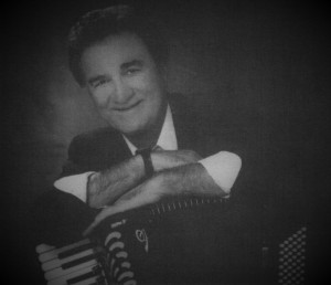 A promotional photo with his ZeroSette accordion.